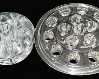 2205 - 2 Glass Flower Frogs - 3", 5" Round