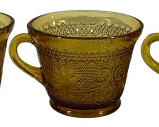 7189 - 3 Amber Glass Mugs - 2.75" Tall