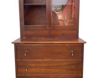 3018 - Bookcase Top Chest on Bunn Feet, 2 pc (Description): Missing 2 pc hardware  - 62 x 32 x 21
