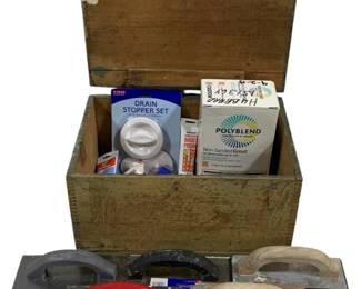5096 - Wood Crate w/ Assorted Items - 18 x 12 x 9