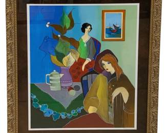 2875 - Framed Serigraph "Tea Time" signed (Description): by Itzchak Tarkay and #86/450 34 x 28