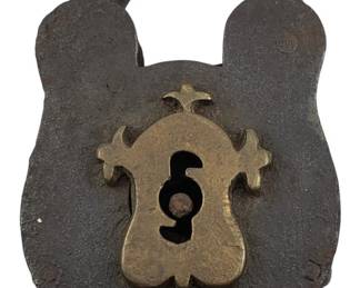 8939 - Antique Lock - As Is - No Key/Unlocked - 4.25 x 3