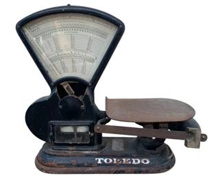 3028 - Vintage Toledo Cast Iron Mailing Scale (Description): 22 x 54 x 10, Used as is  electric/electronic/mechanical item. No  guarantee all components, untested.
