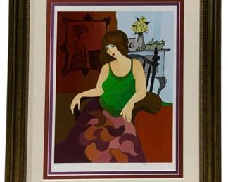 2893 - Framed Serigraph "Country Girl" signed (Description): by the Israeli Artist Itzchak Tarkay and  #89/150 30 x 23