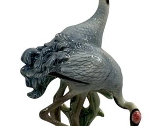 2323 - Cortendorf German Sandhill Cranes Figurine 13.5" (Description): German porcelain bird statue featuring  elegantly posed cranes. The figurine measures  13.5 inches in height.