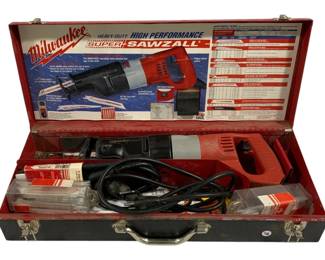 5070 - Milwaukee Super Sawzall w/ Case (Description): Used as is electric/electronic/mechanical  item. No guarantee all components, untested.
