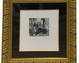 2880 - Framed Greyscale Serigraph "Lady in Black" signed (Description): by Itzchak Tarkay and #46/89