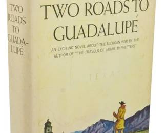 34 - 1964 1st Ed Two Roads to Guadalupe w/ DJ (Description): First edition of Two Roads to Guadalupe by  Robert Lewis Taylor, published in 1964. This  hardcover novel about the Mexican War comes  complete with its original dust jacket  featuring an illustration of a frontier scene with a mission church and mountains. The  author is known for The Travels of Jaimie  McPheeters.