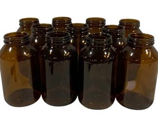 7312 - 11 Brown Glass Bottles - 6" Tall