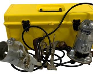 5073 - Stanley Router w/ Attachments & Toolbox (Description): Used as is electric/electronic/mechanical  item. No guarantee all components, untested.