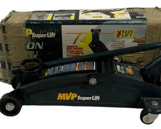 5166 - MVP SuperLift 2 Ton Floor Jack in Box (Description): Used as is electric/electronic/mechanical  item. No guarantee all components, untested.
