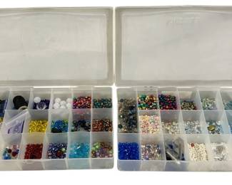2152 - 2 Organizing Boxes w/ Beads (Description): 10.5 x 7 x 2