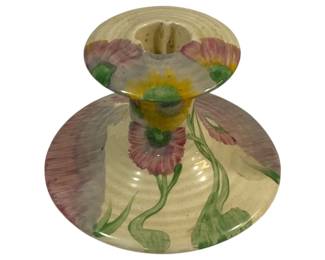 5214 - Hand Painted Clarice Cliff Candleholder (Description): 3 x 4.5