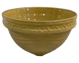 2040 - Vintage Mixing Bowl 5"x8.5" (Description): Vintage mixing bowl featuring a decorative  molded pattern around the exterior. Measures  5 inches tall by 8.5 inches in diameter.