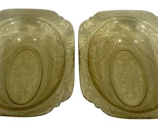 5553 - 2 Federal Amber Madrid Oval Bowls - 10 x 7