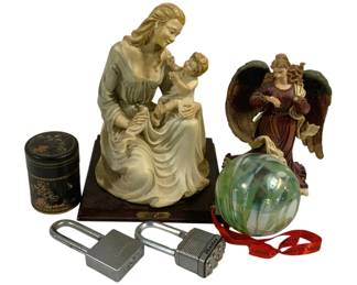 6693 - Lot of Assorted Decor Items & 2 Padlocks