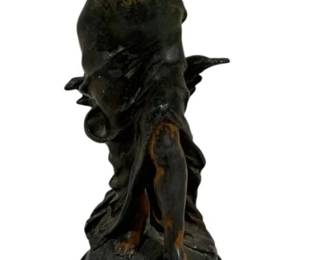 2010 - Vintage Spelter Statue AS IS/Detached Head 14" (Description): Vintage Spelter statue sold as is with a  broken head. The figure depicts a draped  female form on a round pedestal base.  Measures 14 inches in height.