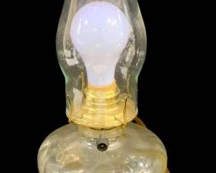 6724 - Vintage Electrified Oil Lamp - 19" Tall (Description): Used as is electric/electronic/mechanical  item. No guarantee all components, untested.