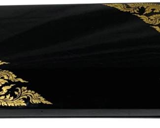 2466 - Wood Storage Box 9.5"x5"x1.5" (Description): A wood storage box measuring 9.5 inches by 5  inches by 1.5 inches.