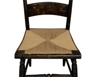 2490 - Vintage Rush Seat Wood Chair - 34 x 18 x 16
