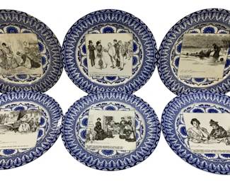 2194 - 6 Royal Doulton Gibson Girl Dinner Plates (Description): 10.5" Round