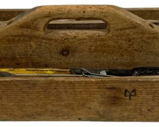 5121 - Wooden Toolbox w/ Contents - 33 x 12 x 7
