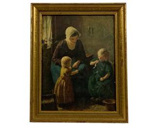 7399 - Framed "Mother's Helpers" by Bernard Pothast Print (Description): 10.5 x 8.5