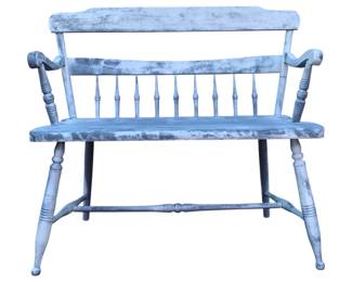 3047 - Primitive Painted Wooden Bench (Description): 33 x 36 x 16
