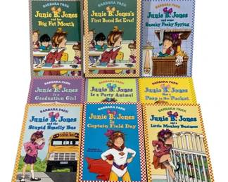 2005 - 8 Junie B. Jones Books Barbara Park (Description): A collection of eight Junie B. Jones books by  Barbara Park. This lot includes various  titles from the popular children's chapter  book series featuring the beloved  kindergartner and first grader Junie B. Jones.