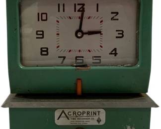 7301 - Acroprint Time Clock w/ Key - 12 x 9 x 6.5 (Description): Used as is electric/electronic/mechanical  item. No guarantee all components, untested.