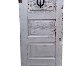 3021 - Vintage Coat Hanger Repurposed Door (Description): 58.5 x 24, horseshoe coat hooks