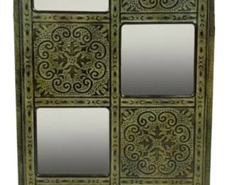 1334 - Green Metal/Mirror Tile Wall Decor - 20 x 11