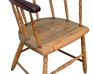 7275 - Vintage Plank Seat Wood Chair - 30 x 21.5 x 20