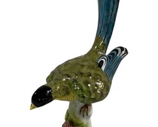 2329 - French Ceramic Bird 8" (Description): French ceramic bird figurine. Measures 8  inches in height.