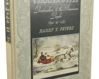 68 - 1942 First Special Ed. Currier & Ives (Description): Currier & Ives Printmakers to the People,  1942 First Special Edition. This illustrated  volume features full-color reproductions of  artwork throughout, including dramatic  historical and classical scenes. The book is hardcover with quality paper stock suitable  for displaying the detailed imagery of the  famous American printmaking firm's works.