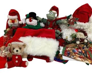 2103 - Assorted Christmas Items (Description): A lot of assorted Christmas items including  various holiday decorations and seasonal  pieces.
