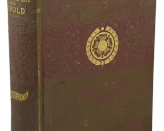 14 - Ca. 1890 Ed. Last Days of Pompeii One Volume (Description): A circa 1890 edition of The Last Days of  Pompeii by Bulwer-Lytton, bound in one  volume. This copy features a decorative brown  cloth binding with gilt lettering and  ornamental design on the spine and front cover, including a central rosette medallion  with laurel wreath. Published by A.D. Clarke,  the volume shows age-appropriate wear  consistent with its era.