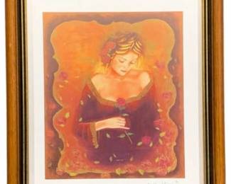 2866 - Framed Seriolithograph "Mythical Rose" signed (Description): by Artist Charles Lee 12.5 x 11