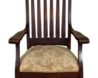 2488 - Antique Mission Style Rocker w/ Padding (Description): 41 x 34 x 27