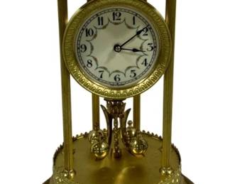 2180 - Louvre German Black Forest Anniversary Clock (Description): Bandstand / Torsion 400 Day / 15" Tall. Used  as is electric/electronic/mechanical item. No  guarantee all components, untested.