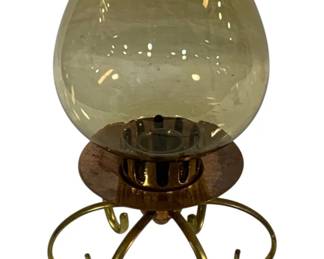 5216 - Vintage Brass & Copper Glass Candleholder (Description): 11" Tall