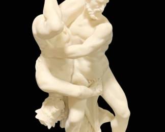 2013 - Hercules & Antaeus Struggle Plaster Statue 12.5" (Description): Pacific plaster statue depicting classical  figures. Measures 12.5 inches in height.