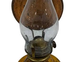 2128 - Vintage Oil Lamp w/ Reflector - 7.75" Tall