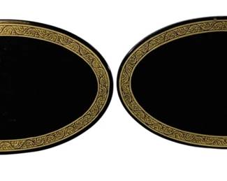 2465 - 2 Wood Frames 13"x8.25" (Description): A two-piece set of wood frames. Each frame  measures 13 inches by 8.25 inches.
