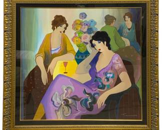 2867 - Framed Art Print "After the Party" by Tarkay (Description): signed by Itzchak Tarkay and #29/125 48 x 48