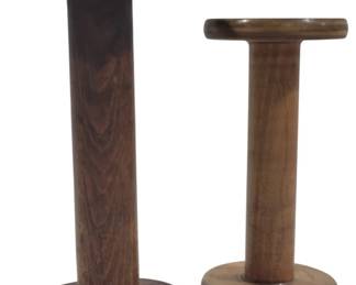 322 - Pair of Vintage Industrial Wooden Textile Spools (Description): 8" (tallest one)