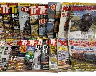 1049 - 20 Train Magazines (Description): A collection of twenty train magazines  featuring various publications dedicated to  model railroading and train enthusiasts.