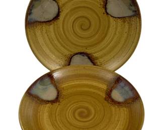 2014 - 2 Sango Splash Plates 8.25" (Description): A two-piece set of Sango Slash plates  featuring a distinctive glazed pattern. Each  plate measures 8.25 inches in diameter.