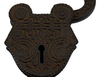 8936 - Antique Lock - As Is - No Key/Unlocked - 4 x 2.5