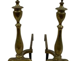 2241 - Pair Chippendale Brass Andirons - 23 x 17 x 8